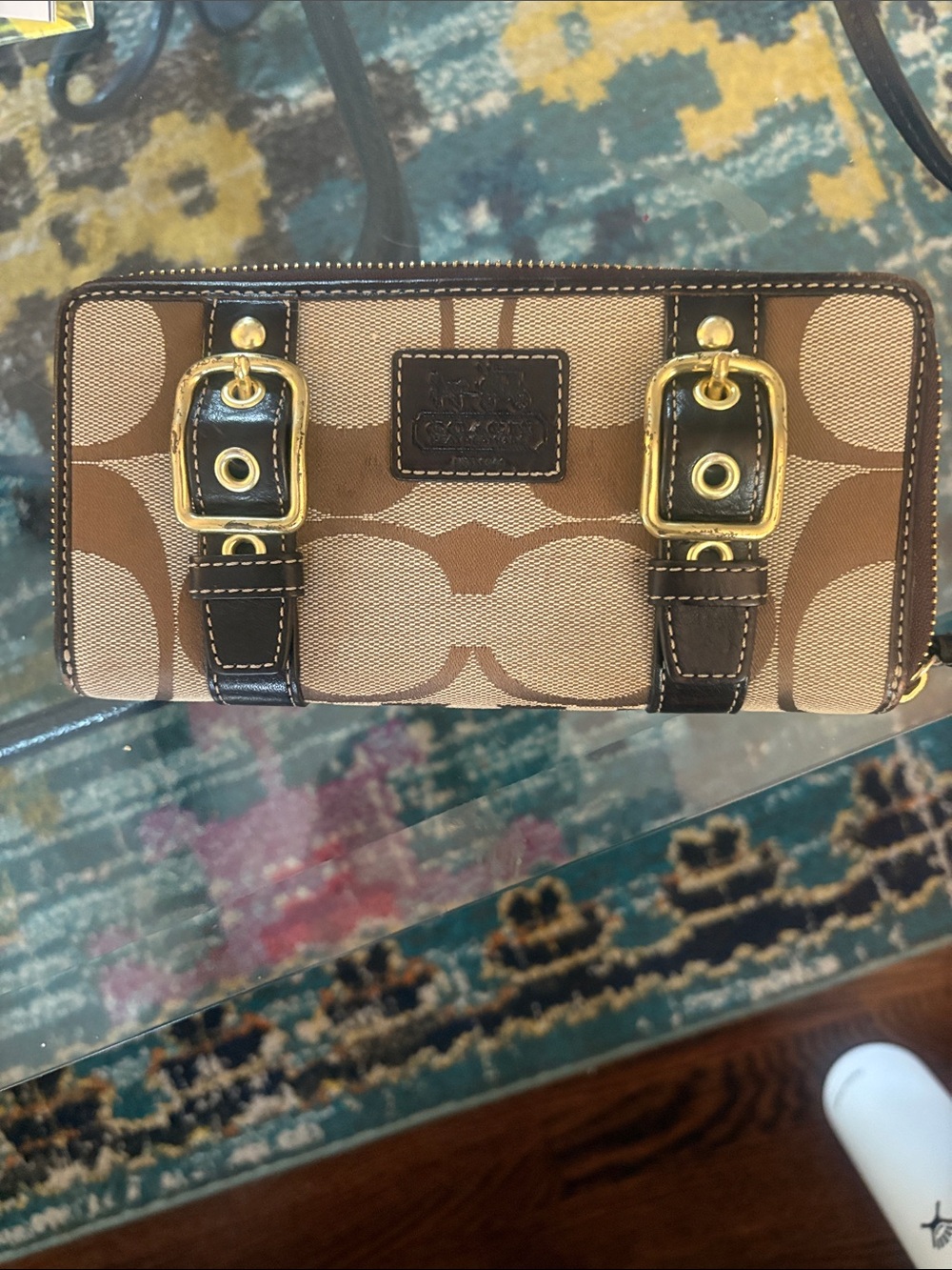 Coach Zoe Accordion Wallet Brown with Gold Hardware